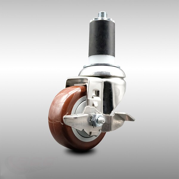Service Caster 3 Inch 316SS Maroon Polyurethane Swivel 1-5/8 Inch Expanding Stem Caster Brake SCC-SS316EX20S314-PPUB-MRN-TLB-158 - main